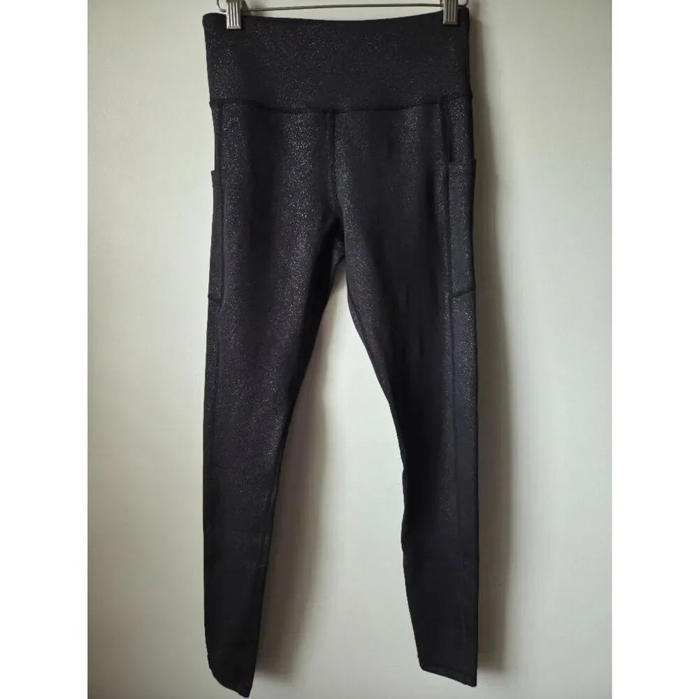 EUC ZYIA ACTIVE SHIMMER SPECKLED LEGGINGS WITH SIDE POCKETS SIZE S